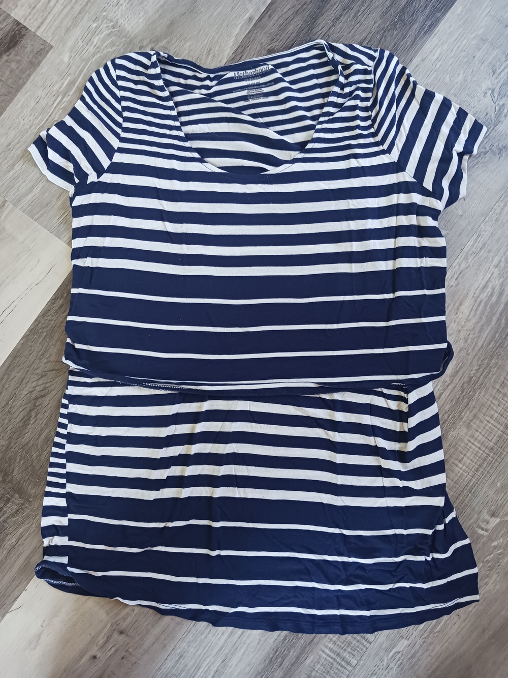 Navy & White Striped Short Sleeve Nursing Top